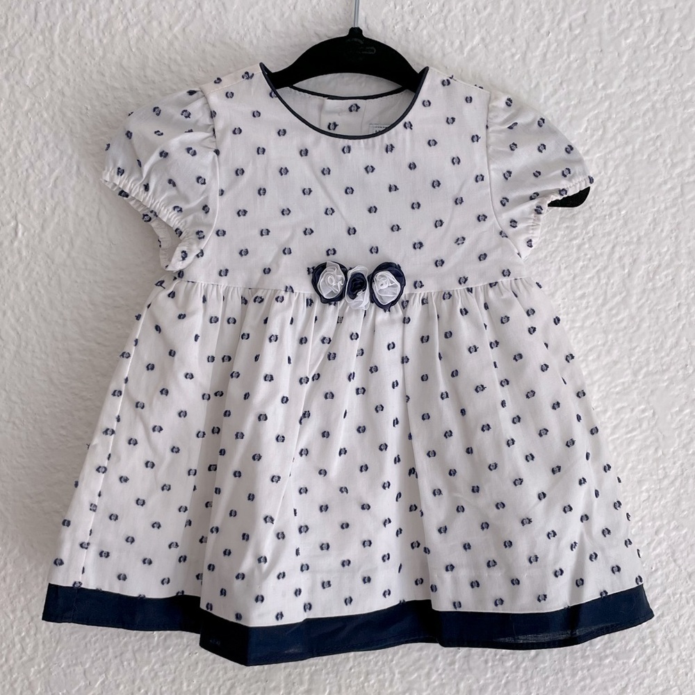 Mayoral 1-2month White & Blue Dress